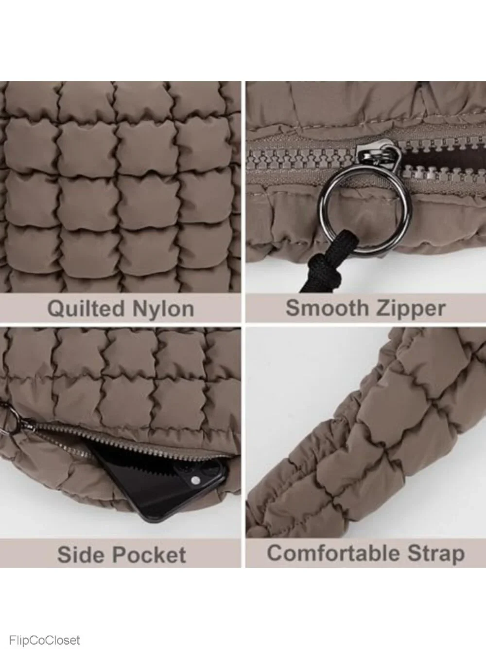 Quilted Tote Bag Large Nylon Puffer Shoulder Bag Lightweight Carryall